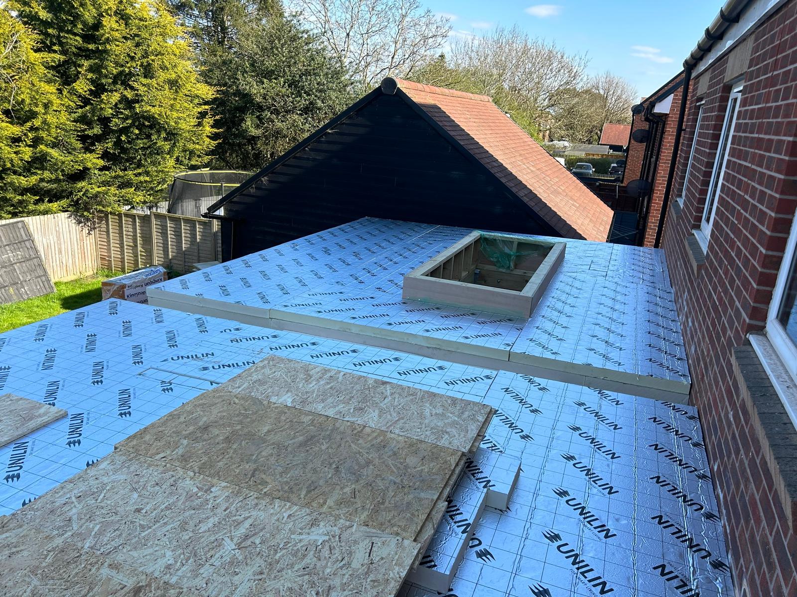 New flat roof with rubber covering in Buckinghamshire