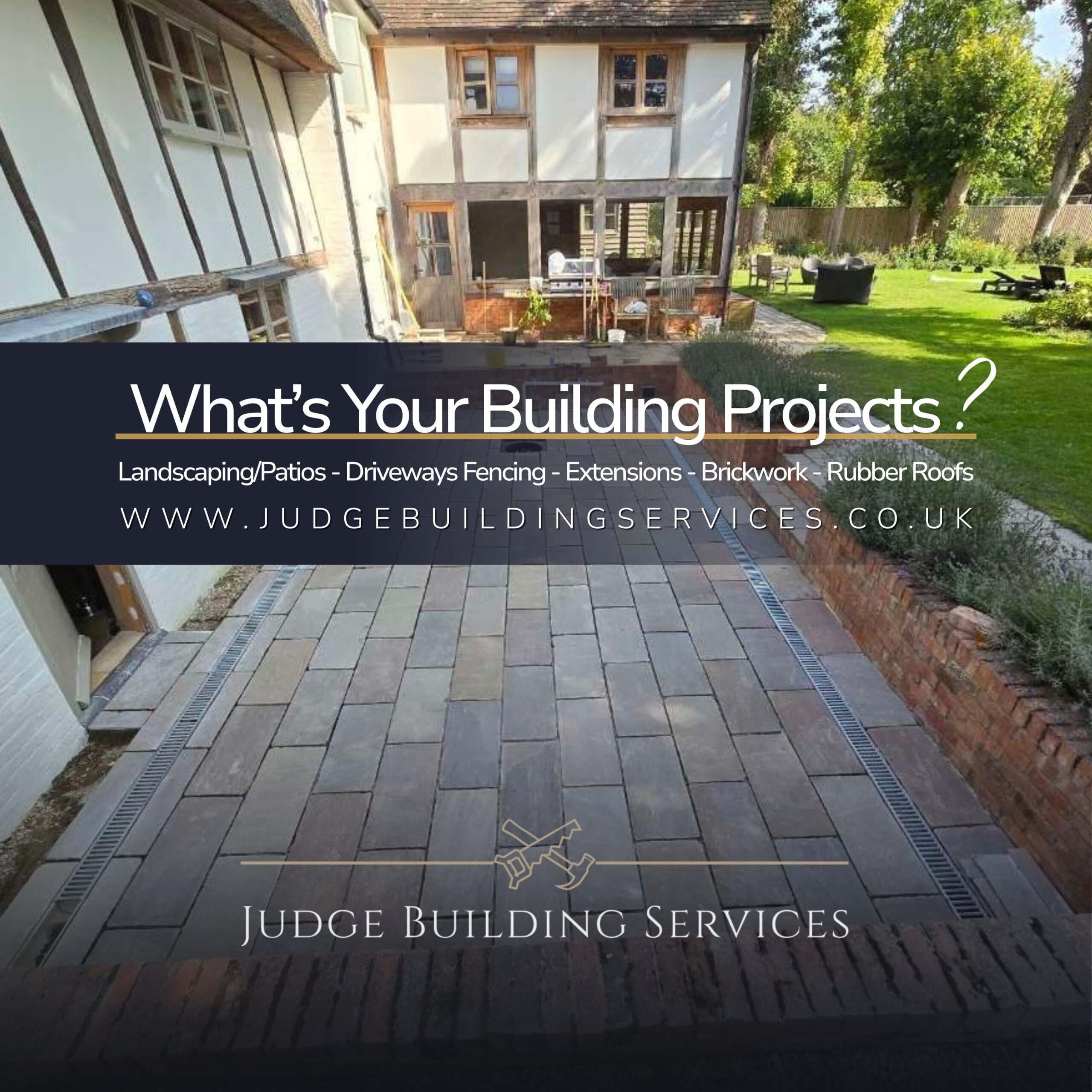 Landscape patio installation in a Buckinghamshire garden by Judge Building Services