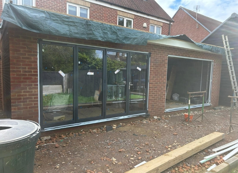 Rear kitchen extension underway near Stokenchurch